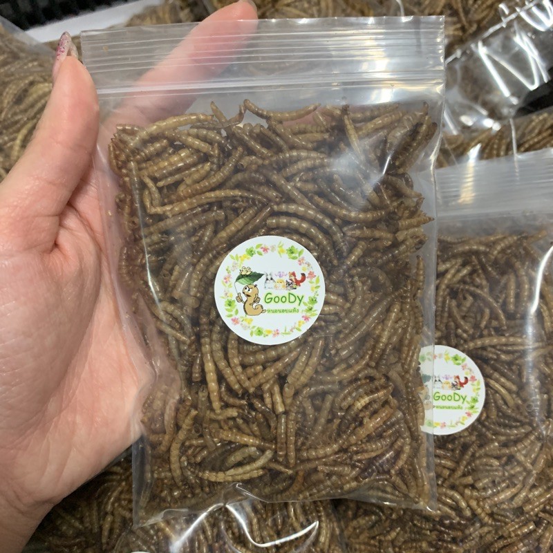 หนอนอบแห้ง 30 กรัม Goody ไม่ร่อน มีผง ปนหัก ขายถูก