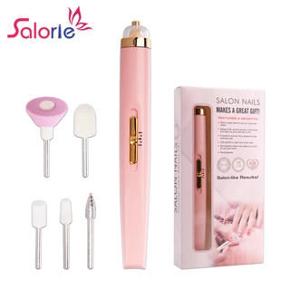 Salorie 5 In 1 เครื่องขัดเล็บไฟฟ้าพร้อมไฟ Led แบบชาร์จไฟ