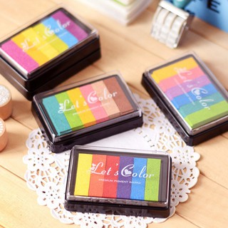 ❤❤Rainbow Multicolor Ink Pad Oil Based for Stamp Scrapbook Photo Album DIY Craft