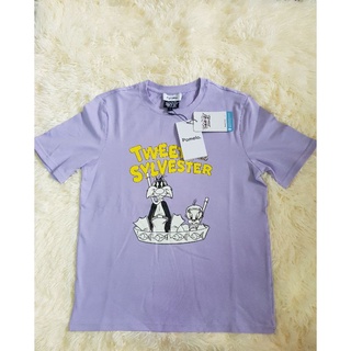 Pomelo Looney Tunes เสื้อยืดผู้หญิงลายทวิตตี้และซิลเวสเตอร์