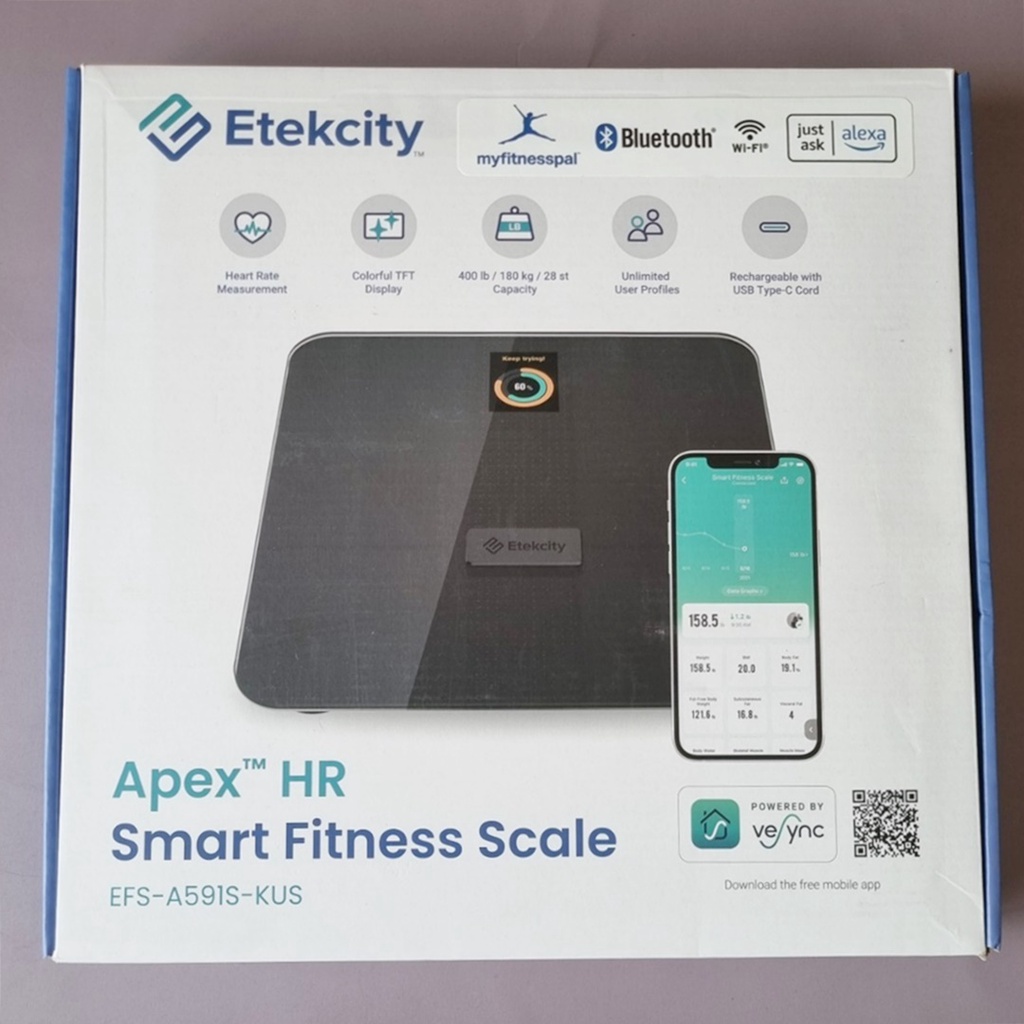 (Etekcity®) Model. EFS-A591S-KUS Apex™ HR Smart Fitness Scale for Body Weight เครื่องชั่งน้ำหนักดิจิตอล ดิจิทัล แสดงผลอัตราการเต้นของหัวใจ