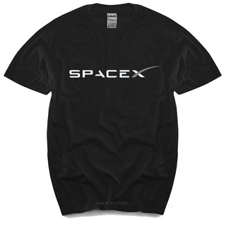 เสื้อยืดคอกลม พิมพ์ลายโลโก้ SPACEX SPACE X ELON สีดํา สไตล์ยูโร สําหรับผู้ชายSize S-5XL