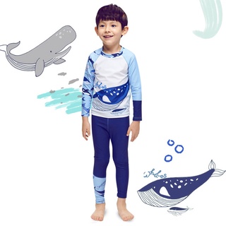 BBB Korean Style Baby Boy Cartoon Long Sleeve Split Swimwear Swim Pants Kids Sunscreen Quick Drying Swimsuit Beachwear Surfing Suit