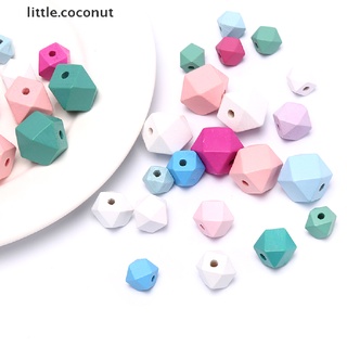 [little.coconut] ลูกปัดไม้แปดเหลี่ยม ทรงหลวม สําหรับสร้อยคอ DIY 12 มม. 15 มม. 20 มม.