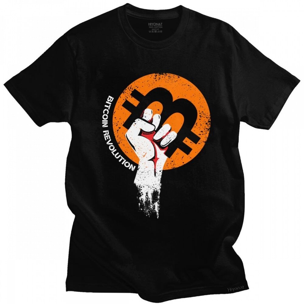 Gorgeous Vintage Power Bitcoin Tshirt ผู้ชายแขนสั้นผ้าฝ้าย Tee Leisure T เสื้อ Cryptocurrency Btc Bl