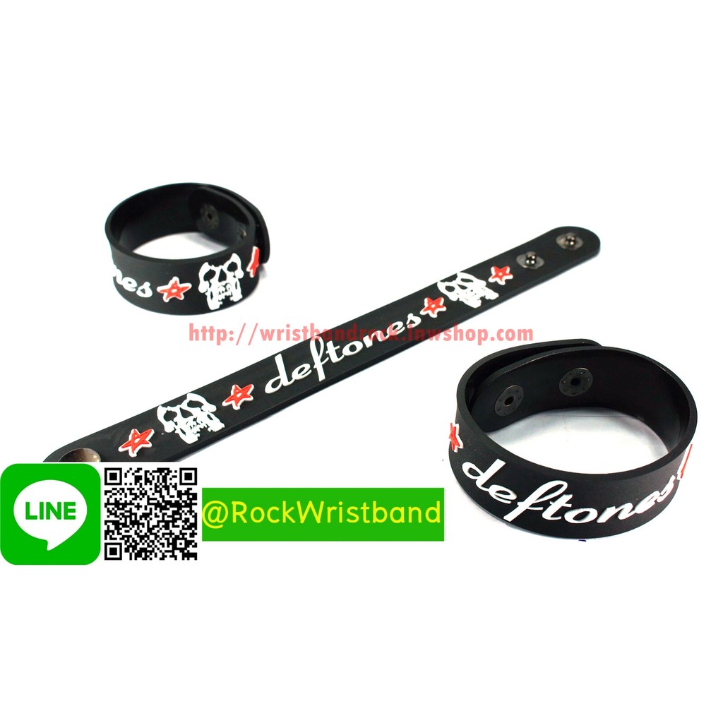 Deftones ขายริสแบนด์ เดฟโทนส์ DTE181NA Wristband กำไลข้อมือวงร็อค