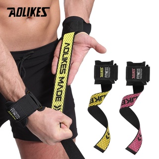 AOLIKES 1 Pair Gym Fitness Weight lifting pull up Grip Straps Dumbbell Hand Grips Training Wrist Support Bands for barbell Pull up