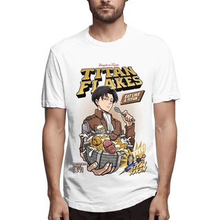 เสื้อยืดแขนสั้น คอกลม ผ้าฝ้าย พิมพ์ลายอนิเมะ Titan Flakes Shingeki No Kyojin เลือกขนาดได้ สําหรับผู้ชาย