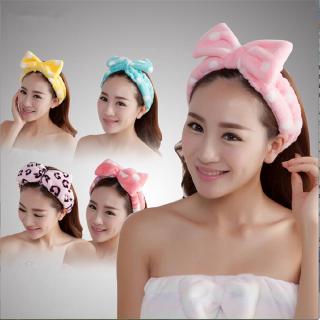 Elastic Coral Velvet Big Bow Polka Dot Striped Headband Makeup Shower Hairband;;;;