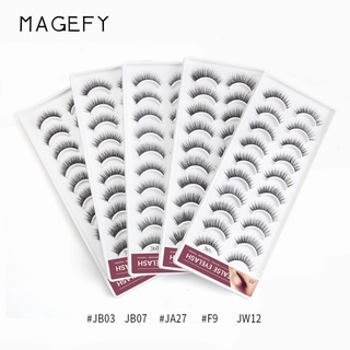 ขนตาปลอม ขนตาปลอมธรรมชาติ 10 Pairs ขนตาปลอม 3D MAGEFY ขดป้องกันอาการแพ้ต ขนตาแฮนด์เมด,ขนตาปลอม 3D แฮนด์เมด สำหรับแต่งหน้าขนตาแฮนด์เมดขนตาธรรมชาติ ขนตาปลอมแบบใช้ซ้ำได้