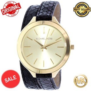 นาฬิกาข้อมือ MICHAEL KORS MK 2315 Runaway Champagne Dial Black Leather Ladies Watch