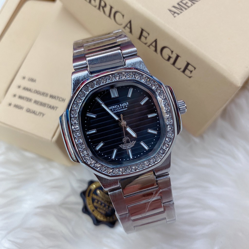America Eagleนาฬิกาแท้กันน้ำ(อเมริกาอีเกิ้ล) วัสดุงานแกร่ง แถมกล่องร้าน ฟรีผ้าเช็ด เซ็ทเวลา OCgc