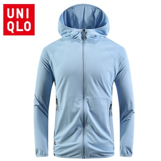 Uniqlo เสื้อแจ็กเก็ต กันลม มีฮู้ด ป้องกันรังสียูวี สําหรับผู้ชาย