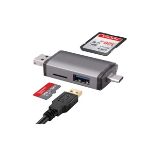 GOOJODOQ อะแดปเตอร์ ตัวอ่านการ์ด Micro Usb 2.0 Type C เป็น Sd