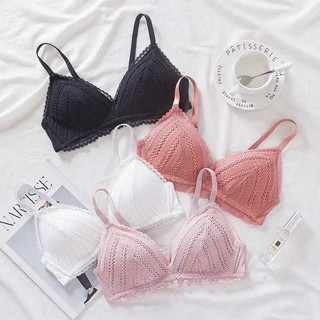 LF-34 บราไร้โครง งานถักชายลูกไม้ Soft Bra