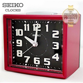 SEIKO นาฬิกาปลุก Quiet Sweep (Snooze) มีไฟ เสียงกริ่ง รุ่น QHK024R - แดง หน้าปัดดำ (Red/Black)