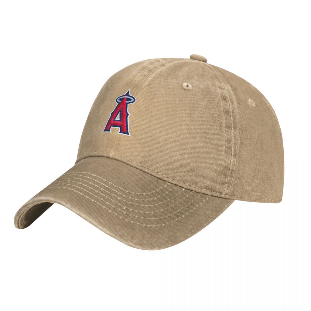 ( พร ้ อมสต ็ อก ) Los Angeles Angels โลโก ้ MLB ผู ้ ใหญ ่ ล ้ างหมวกคาวบอยแหวนโค ้ งหมวกกันแดดหมวกเรียบง ่ าย Unisex ผ ้ าฝ ้ าย 100 % co