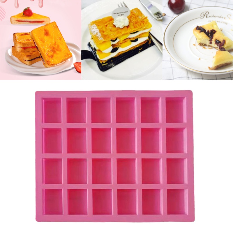 AB ยืดหยุ่นขนมขนมปังเบเกอรี่แม่พิมพ์ 24 ช่องสี่เหลี่ยมผืนผ้าซิลิโคน Moulds สี่เหลี่ยมผืนผ้าช็อกโกแลต