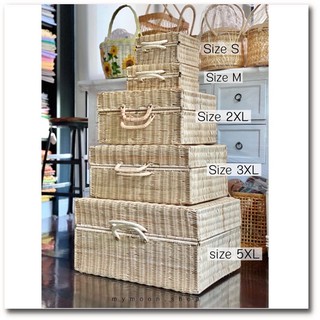 White Vine Rattan Woven Suitcase กระเป๋าหวายสีขาวธรรมชาติสานลายสานแบบถือ