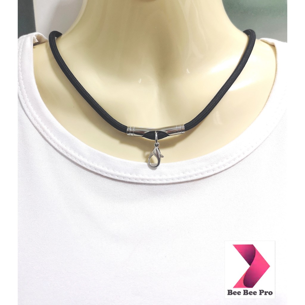 BBP27 - สร้อยคอเชือกร่ม 17 นิ้ว 1 ห่วง สร้อยคอห้อยพระ สร้อยคอผู้ชาย หัวสร้อยสแตนเลส