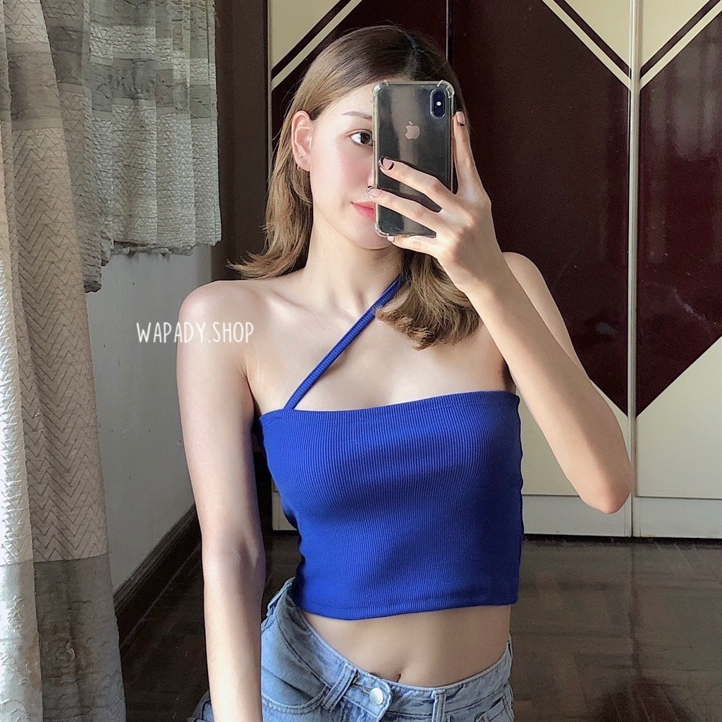 เสื้อสายเดี่ยวคาดไหล่ เกาะอกผ้าร่อง