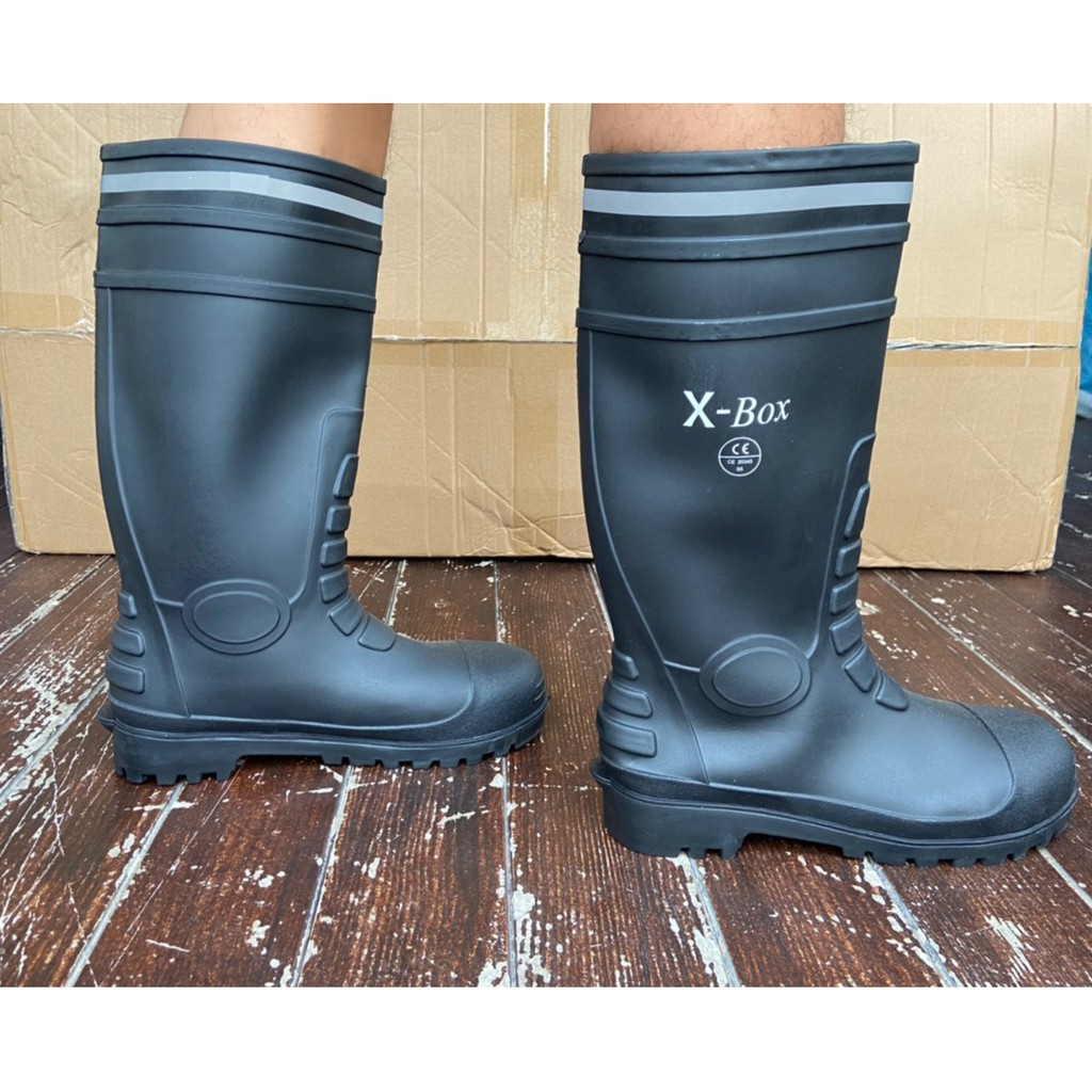 YX01、01a、02 รองเท้าบูท งานก่อสร้าง หัวเหล็ก พื้นเหล็ก มีผ้าซับใน บนดำ พื้นดำ พื้นผสมยางไนไตรล์ size 37-47