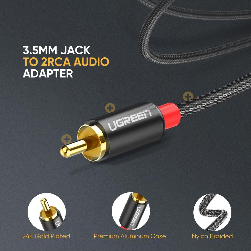UGreen Audio Cable 3.5mm to RCA สายสัญญาณ Stereo 3.5 to rca สายถัก Nylon Braided