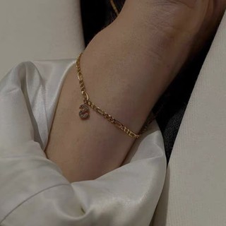 seadada ตัวอักษร สร้อยข้อมือ  A-Z 14k Minimal CZ letter Pendant bracelet พร้อมส่ง