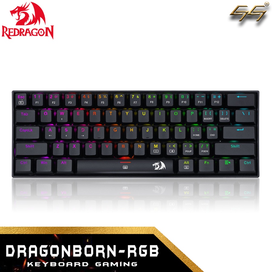 คีย์บอร์ดเกม 60% Mechanical RGB Redragon DRAGONBORN K630RGB K630 RGB 60% คีย์บอร์ดเกมกล