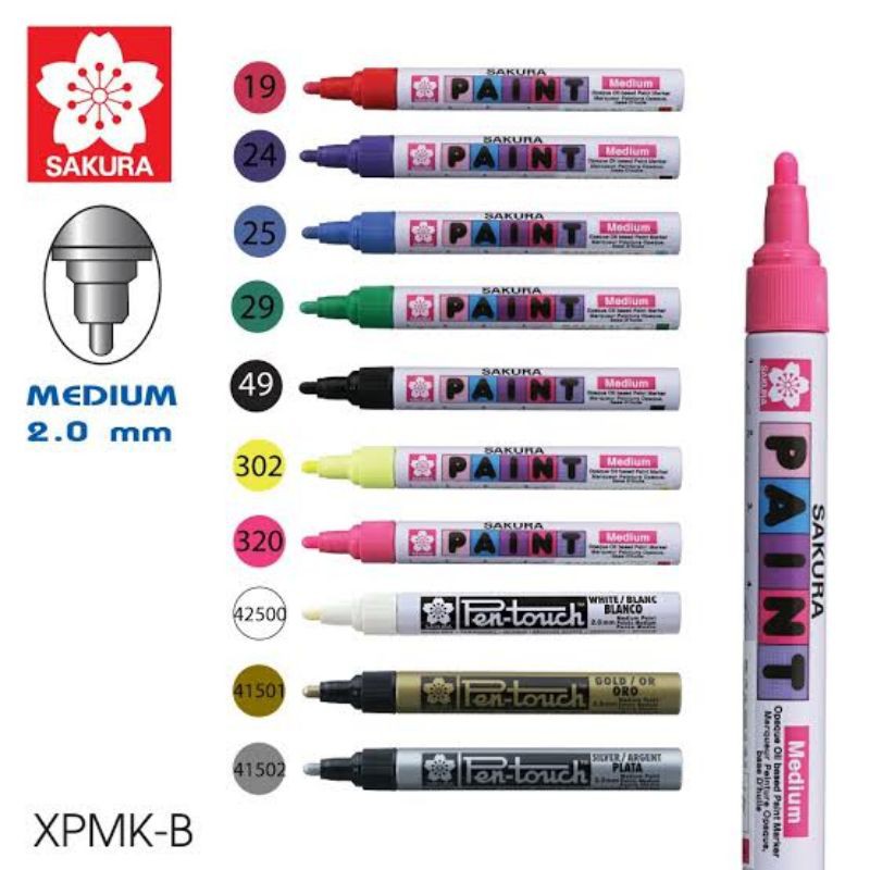 ปากกาเพ้นท์​ 2มม.​ ซากุระ​ XPMK-B302คละสี