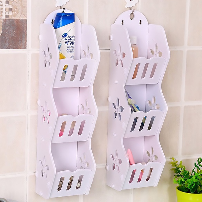 พร้อมส่ง🌻ชั้นวางของติดผนัง กันน้ำได้ ไม่ผุบวม สีขาวสะอาด สไตล์มินิมอล ประกอบง่าย แข็งแรง