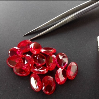 Lab created ruby#5 stepcut thailand handcut ทับทิมสังเคราะห์เหลียมชั้นงานเจียรเมืองไทยสวยกว่าจีน รูปไข่/oval size 3-6cts