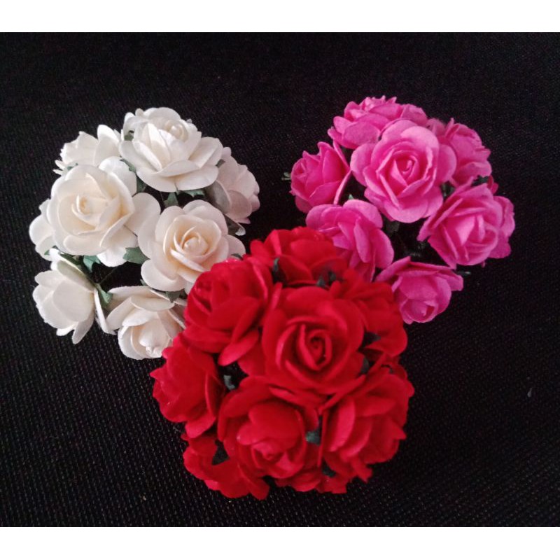 กุหลาบแฮนด์เมดกระดาษสา 10ดอก#2.5cm.Minirose