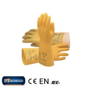 ถุงมือกันไฟฟ้า ยี่ห้อ SIBILLE Class 0 ป้องกันไฟฟ้า 1000 V. (Electricians Rubber Gloves)