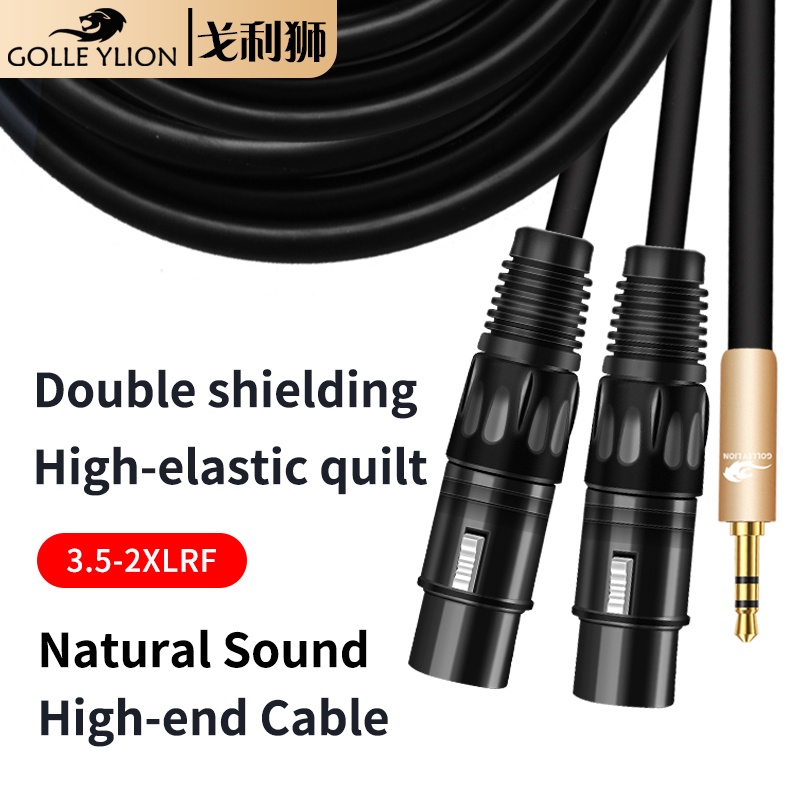 Golley สายเคเบิ้ลอะแดปเตอร์ Xlr Female To 3.5 มม. Trs Stereo Y-Adapter 2X Xlr To 1/8 นิ้วแบบแยก Y-Splitter

