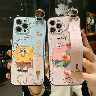 เคสโทรศัพท์มือถือ ลายการ์ตูนสพันจ์บ็อบน่ารัก พร้อมสายคล้องมือ สําหรับ Samsung Galaxy note 8 9 10 plus lite note20 ultra s8 s9 s10 s20 plus s21 s22 s23 ultra s20fe s21fe