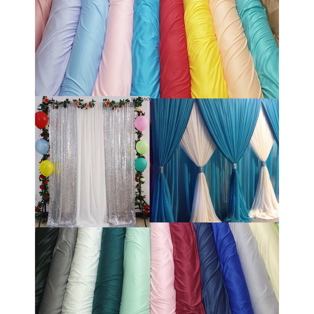 🔥สีครบ🔥ผ้าไฮเกรด หน้ากว้าง 58" ทำฉากแต่งงาน ผ้าซับในยืด ใช้ผูกเก้าอี้ ผ้าคลุมโต๊ะจีน ฉากถ่ายรูป