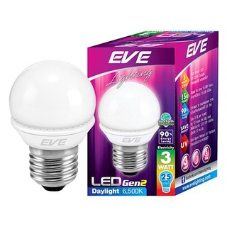 [พร้อมส่ง] HomeDoDee หลอดไฟ LED EVE ROUND GEN2 3 วัตต์ DAYLIGHT E27 หลอดไฟ LED