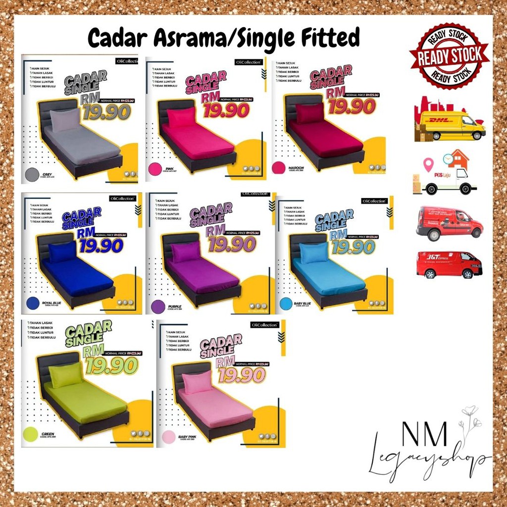 CADAR ASRAMA VIRAL SINGLE FITTED CADAR TAHFIS SINGLE FITTED BEDSHEET