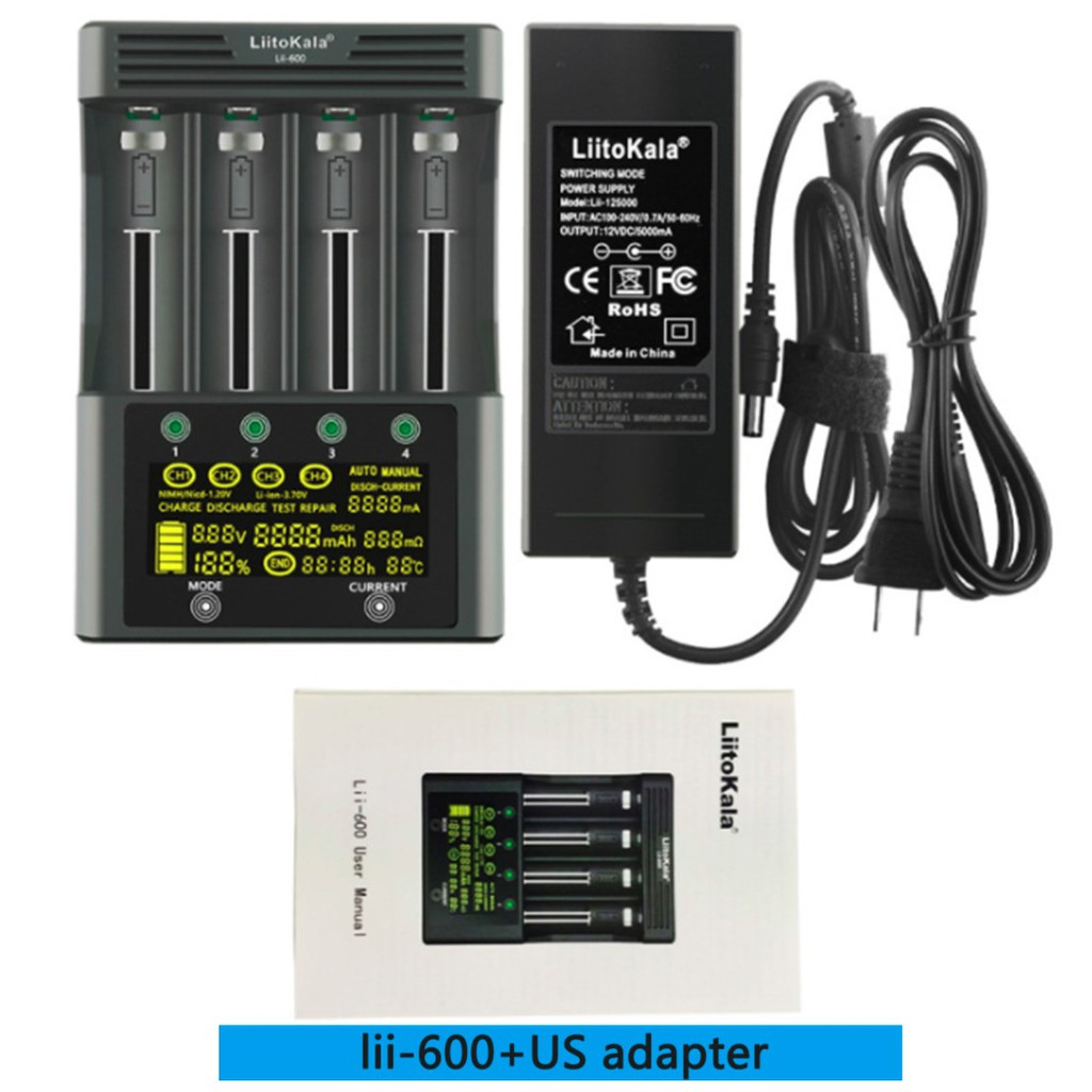 เครื่องชาร์จถ่าน LiitoKala Lii-600 รองรับ Li-ion 3.7V NiMH 1.2V