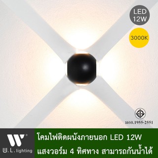 โคมไฟกิ่ง โคมไฟภายนอก โคมไฟติดผนังLED โคมไฟติดผนังภายนอก LEDในตัว 12W รุ่น WL-B30-4-12W-3000K