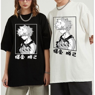 T-shirt  เสื้อยืดแขนสั้น ผ้าฝ้าย พิมพ์ลายอนิเมะ My Hero Academia Bakugou สไตล์ฮาราจูกุ โอเวอร์ไซซ์ แฟชั่นฤดูร้อน สําหรับ