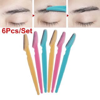 6pcs Eyebrow Trimmer Kit,Stainless Steel Eye Brow Shaver,Long Handle Eyebrow Cutting Tool