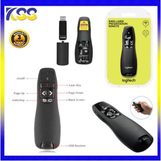 Logitech R400 Wireless Presenter Laser Pointer - Black (สีดำ) ประกันศูนย์ 3ปี ของแท้