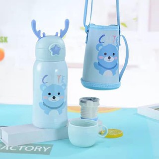 พร้อมส่ง🎶กระติกน้ำเด็ก👶 สแตนเลส316 กระติกน้ำลายการ์ตูน กระติกน้ำเก็บแบบหลอด ขวดน้ำเด็ก