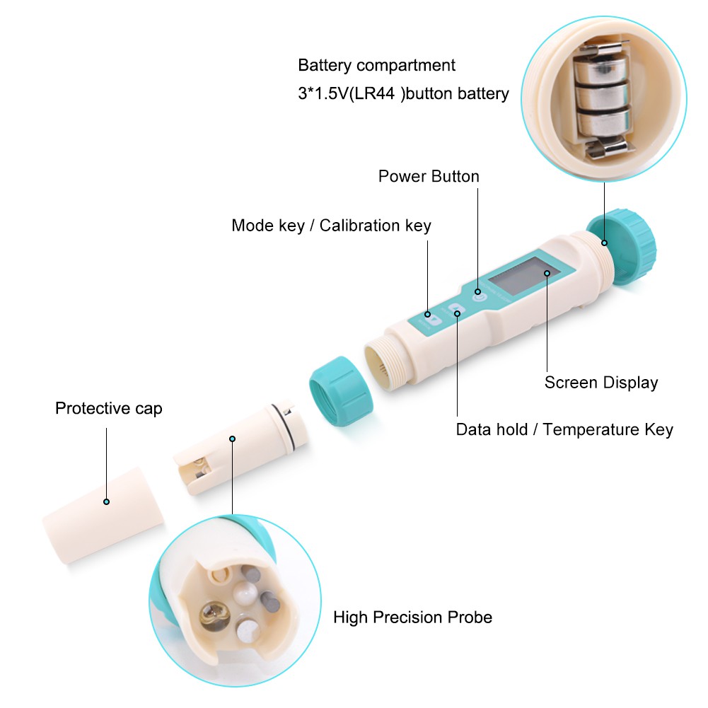 MT0095 ฟรีผงคาริเบตค่าน้ำ ปากกาวัดค่าน้ำ รุ่น7in1 ตรวจสอบค่าPH/EC/TDS/Salinity/S.G/ORP/อุณหภูมิ เครื่องมือทดสอบคุณภาพน้ำ