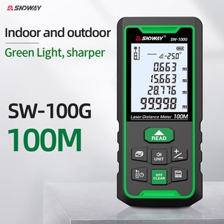 Sndway SW-100G เครื่องวัดระยะทางเลเซอร์ดิจิทัล LCD ความแม่นยําสูง แบบพกพา 50 ม. 70 ม. 100 ม.