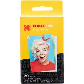 Kodak Zink กระดาษโฟโต้ 2 นิ้ว X3 นิ้ว ด้านหลังเหนียว 20 แผ่น สําหรับ Kodak Smile Kodak Step