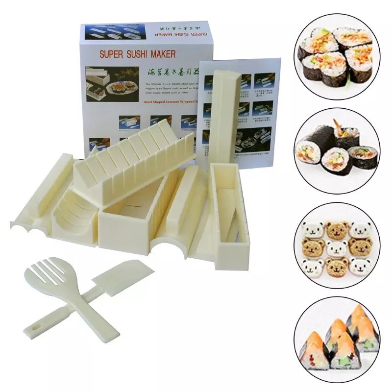 แม่พิมพ์ ทำซูชิ แม่พิมพ์คุณภาพดี มัลติฟังก์ชั่นสไตล์ญี่ปุ่น 10 ชิ้น SUPER SUSHI MAKER