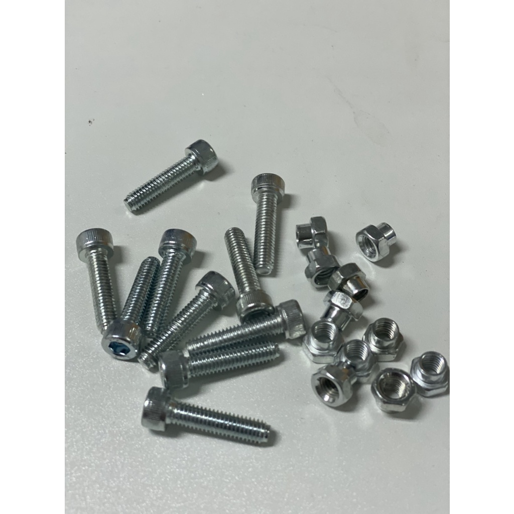 ฺBolt & Nut M6 for metal joint, น๊อตตัวผู้ตัวเมียสำหรับข้อต่อ น๊อตสำหรับข้อต่อ bolt & nut M6x25 (10ชุด/แพ็ค)